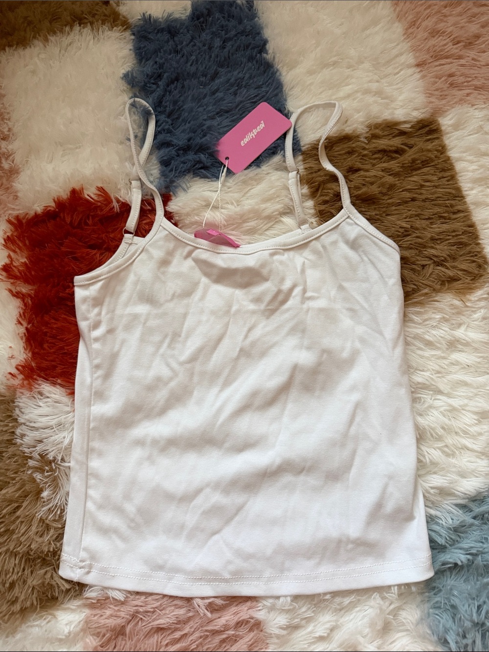 Edikted White Ribbed Cami Tank Top